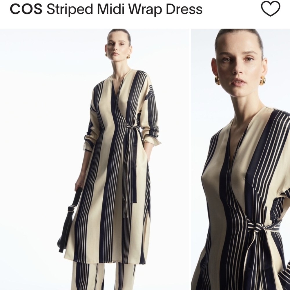 COS Pinstripe Longsleeve Wrap Dress